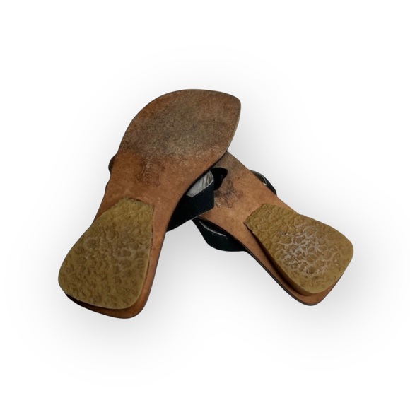 Nordstrom 𑁍 Suede 3D Flower Thong Wood Wedge Sandals 𑁍 Black Size 11.5 29 𑁍 - Picture 11 of 16